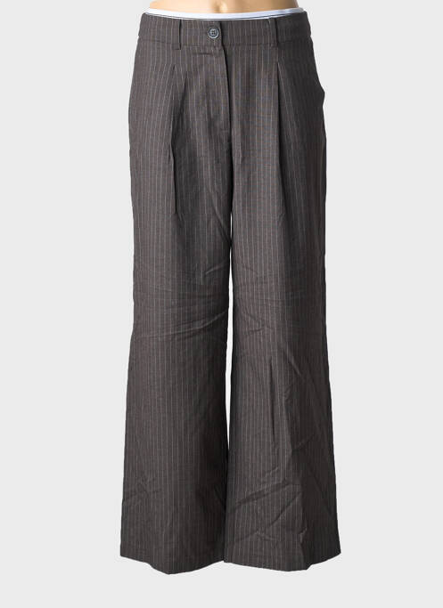 Pantalon large fermeture zippée sous rabat boutonné taille haute gris ONLY femme