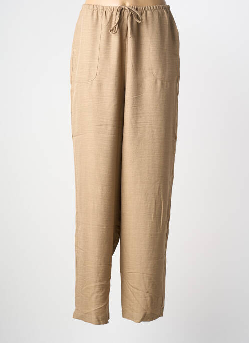 Pantalon droit tissage crêpe taille haute marron VERO MODA femme