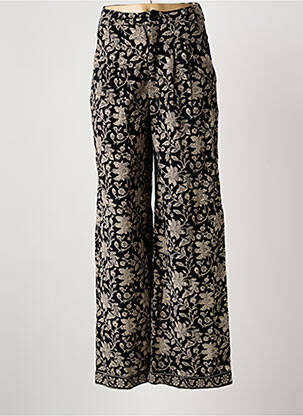 Pantalon large fermeture zippée sous rabat boutonné taille haute noir MAISON HOTEL femme