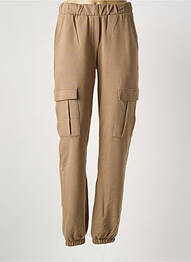 Pantalon cargo taille élastique taille haute marron LOKITA femme