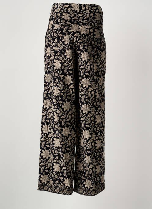 Pantalon large fermeture zippée sous rabat boutonné taille haute noir MAISON HOTEL femme