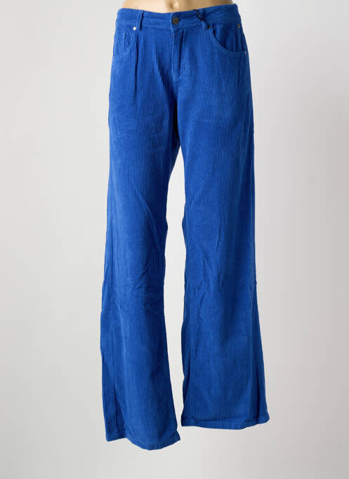 Pantalon large fermeture zippée sous rabat boutonné taille basse bleu FREEMAN T.PORTER femme