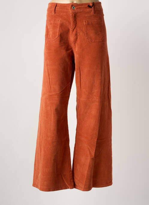 Pantalon large fermeture zippée sous rabat boutonné taille haute orange PLEASE femme