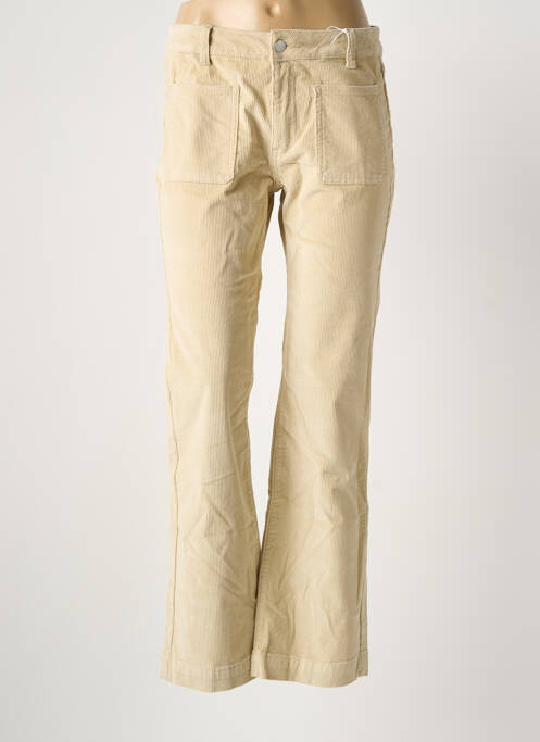 Pantalon flare stretch taille haute beige F.A.M. femme