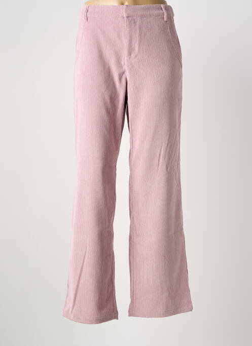 Pantalon large fermeture zippée sous rabat avec crochet taille haute rose CREAM femme