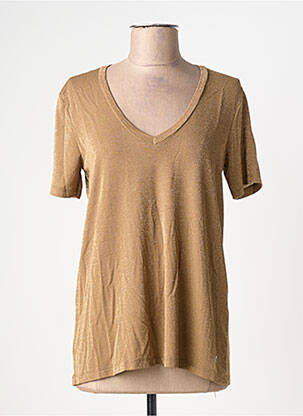 T-shirt col v manches courtes or PLEASE femme