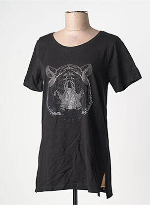 T-shirt sérigraphie avec strass manches courtes noir CREAM femme