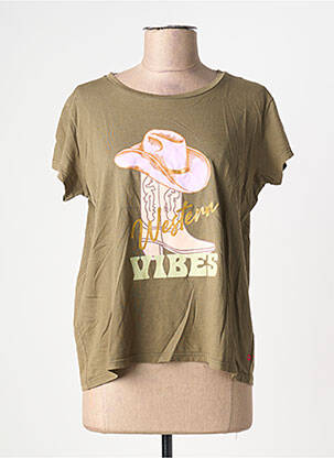 T-shirt sérigraphie manches courtes vert ONE TEE femme