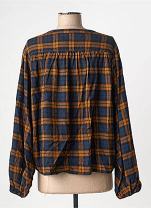 Chemisier coupe droite manches longues bleu ICHI femme