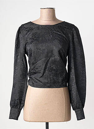 Top col rond manches longues noir GRACE & MILA femme