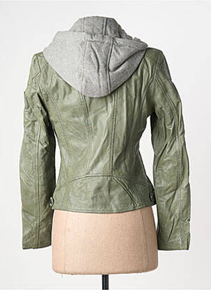 Veste en cuir capuche amovible vert GIPSY BY MAURITIUS femme