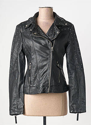 Veste en cuir noir GIPSY BY MAURITIUS femme
