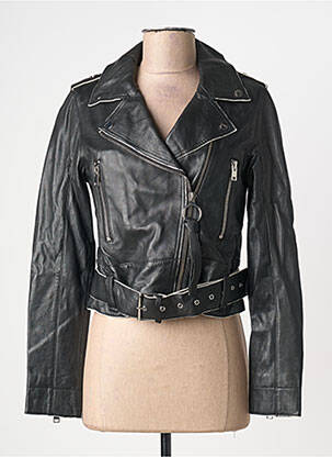 Veste en cuir noir GIPSY BY MAURITIUS femme