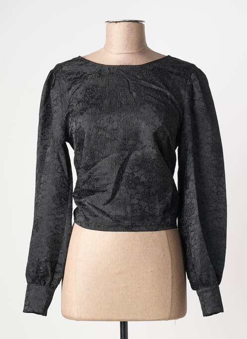 Top col rond manches longues noir GRACE & MILA femme