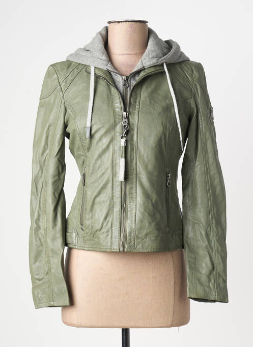 Veste en cuir poches vert GIPSY BY MAURITIUS femme