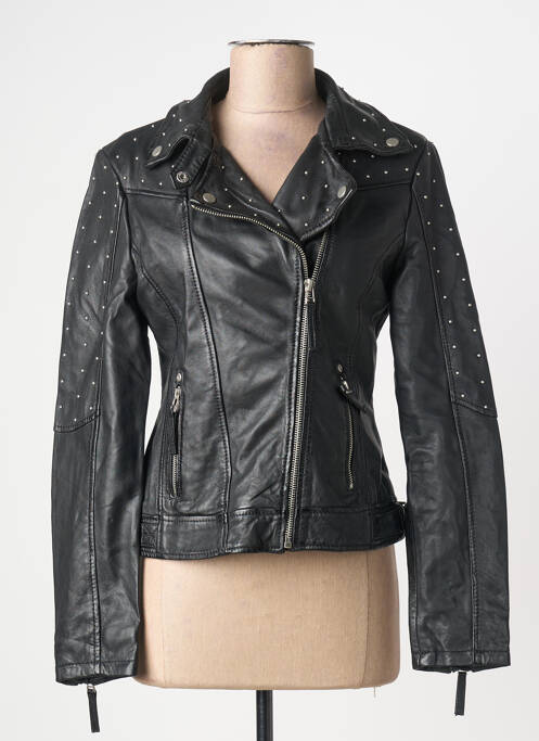 Veste en cuir noir GIPSY BY MAURITIUS femme