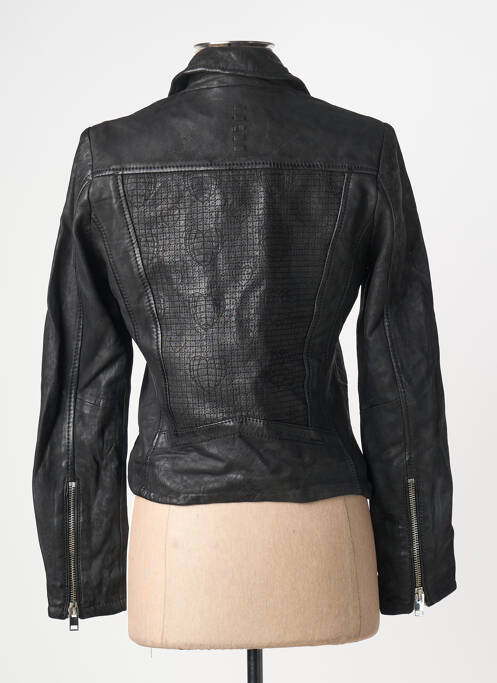 Veste en cuir noir GIPSY BY MAURITIUS femme