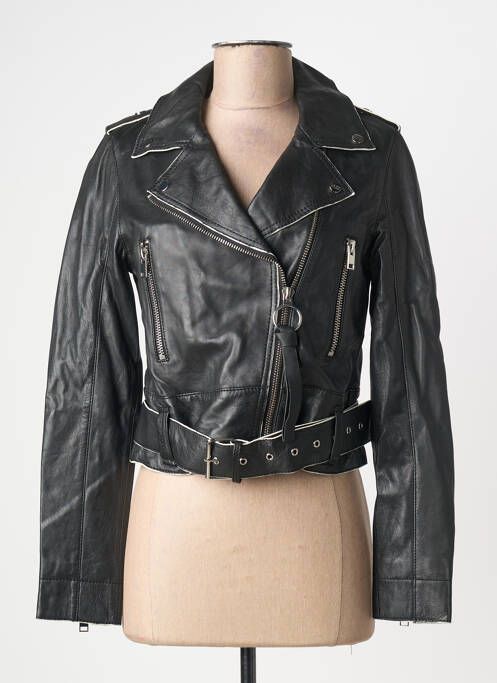 Veste en cuir noir GIPSY BY MAURITIUS femme