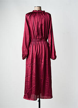 Robe mi-longue coupe fluide manches longues rouge AN' GE femme