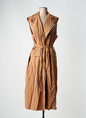 Trench tissage popeline sans capuche marron LOKITA femme