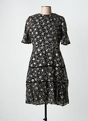 Robe mi-longue imprimé fantaisie manches courtes noir WHITE STUFF femme