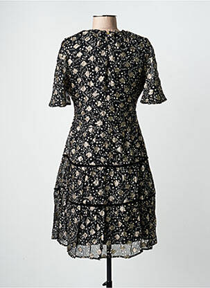 Robe mi-longue imprimé fantaisie manches courtes noir WHITE STUFF femme