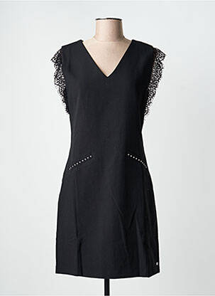 Robe courte fermeture zippée au dos manches courtes noir FREEMAN T.PORTER femme
