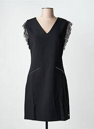 Robe courte fermeture zippée au dos manches courtes noir FREEMAN T.PORTER femme
