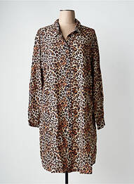 Robe mi-longue coupe fluide manches longues beige CREAM femme