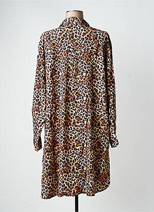 Robe mi-longue coupe fluide manches longues beige CREAM femme