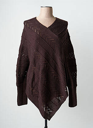 Pull tunique tissage chiné manches longues marron CREAM femme