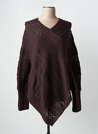 Pull tunique tissage chiné manches longues marron CREAM femme