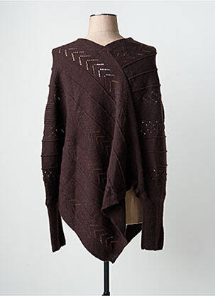 Pull tunique tissage chiné manches longues marron CREAM femme