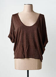 Pull stretch manches courtes marron KARMA KOMA femme