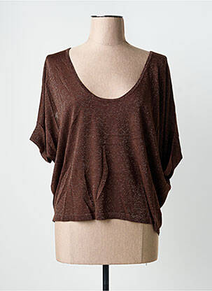 Pull stretch manches courtes marron KARMA KOMA femme