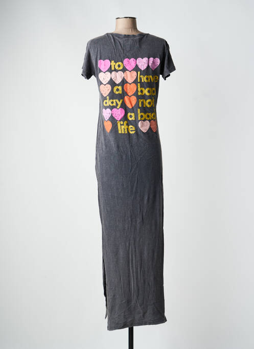 Robe longue manches courtes manches courtes gris ONE TEE femme