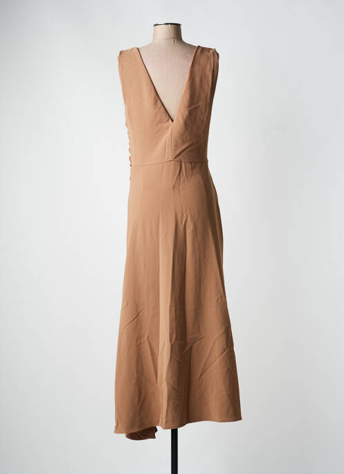 Robe longue tissage crêpe sans manche marron IMPERIAL femme