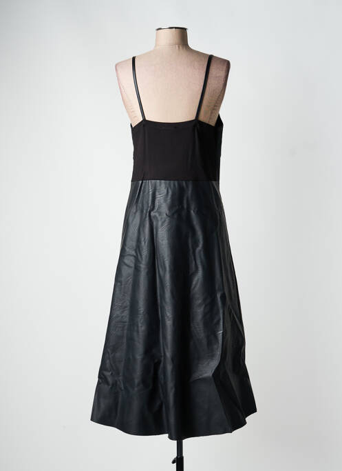Robe mi-longue col v fines bretelles noir LOKITA femme