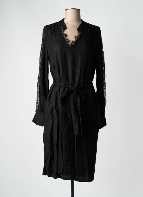 Robe mi-longue manches longues manches longues noir FREEMAN T.PORTER femme