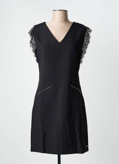 Robe courte fermeture zippée au dos manches courtes noir FREEMAN T.PORTER femme