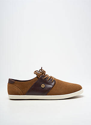 Baskets empiècements talon compensé marron FAGUO homme