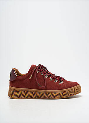 Baskets nubuck talon plat jusqu'à 3cm rouge NO NAME femme