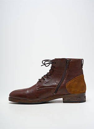 Bottines/boots tissage satiné talon bas marron KOST homme