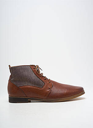 Bottines/boots tissage satiné talon bas marron KOST homme