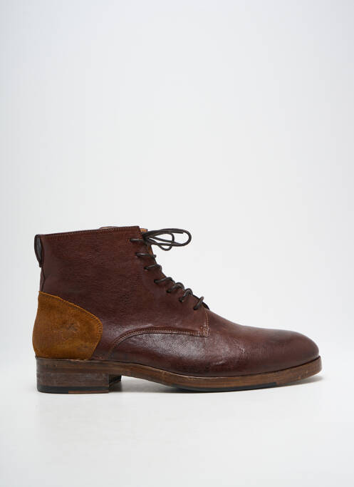 Bottines/boots tissage satiné talon bas marron KOST homme
