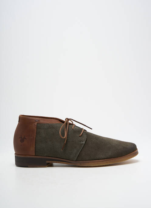 Bottines/boots tissage satiné talon bas vert KOST homme