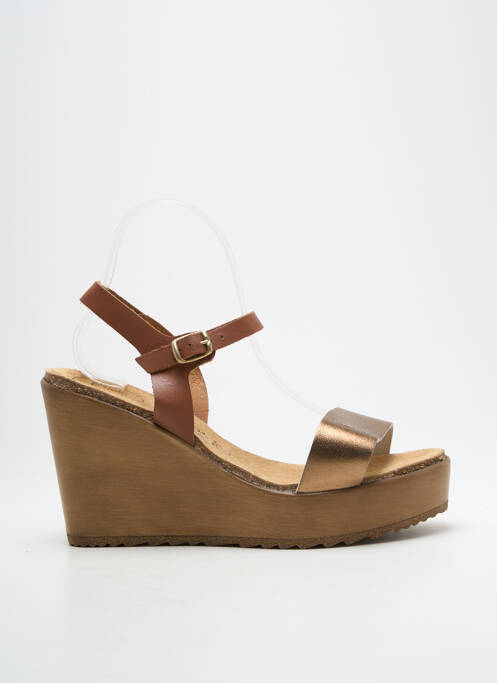 Sandales/nu pieds matière lisse talon de 7 à 9cm marron AMOA femme