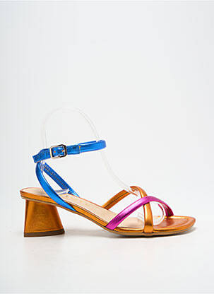 Sandales/nu pieds matière lisse talon de 4 à 6cm orange LODI LOVE femme