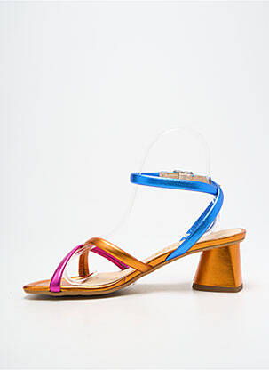 Sandales/nu pieds tissage satiné talon de 4 à 6cm orange LODI LOVE femme