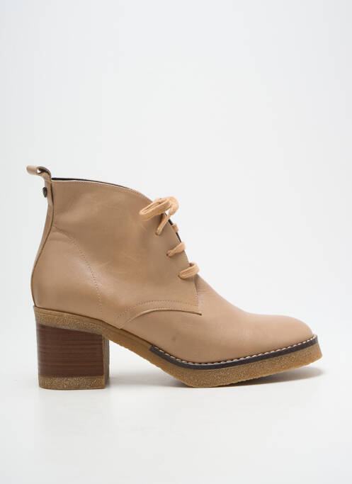 Bottines/boots matière lisse talon de 4 à 6cm beige LODI femme